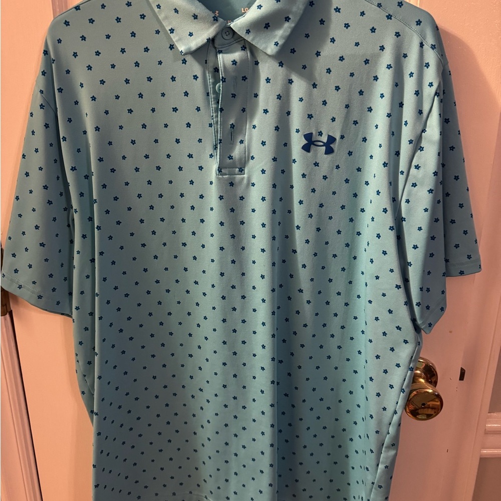 Under Armor Men's Light Blue Patterned Polo Shirt